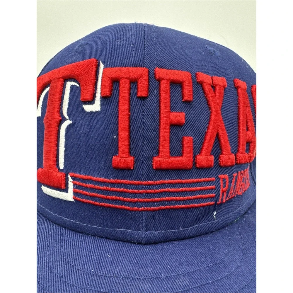 Texas Rangers Hat Cap Snapback Blue New Era 9Fifty Spell‎ Out Logo MLB